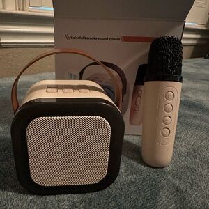 Portable Mini Karaoke with Microphone - Black and Cream